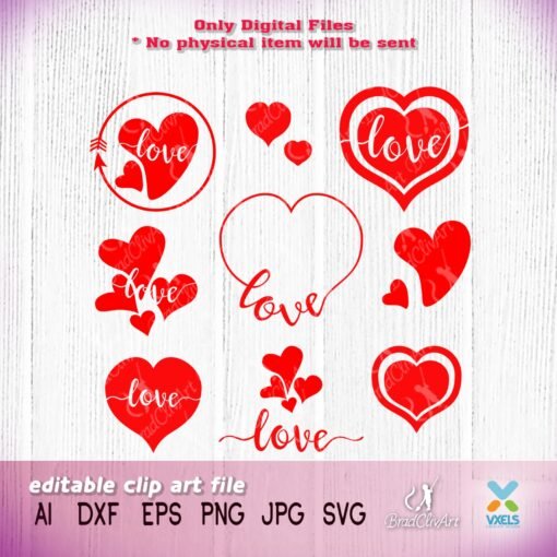 valentine hearts svg