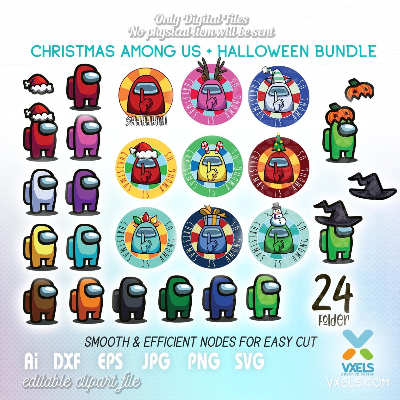 Download Bundle SVG All Christmas and Halloween Among Us Cricut File