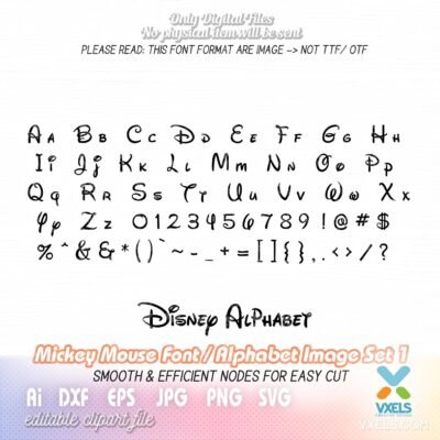 Disney Alphabet SVG Font Mickey Mouse for Name Tag and Birthday