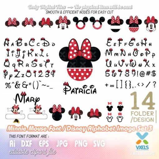 Disney Font Alphabet SVG Minnie Mouse Bundle Decorative Disney Set 3