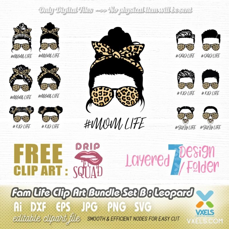 Fam life Svg Bundle Bun Hair Mom Life svg | Dad Kid Life svg | Baby PNG ...