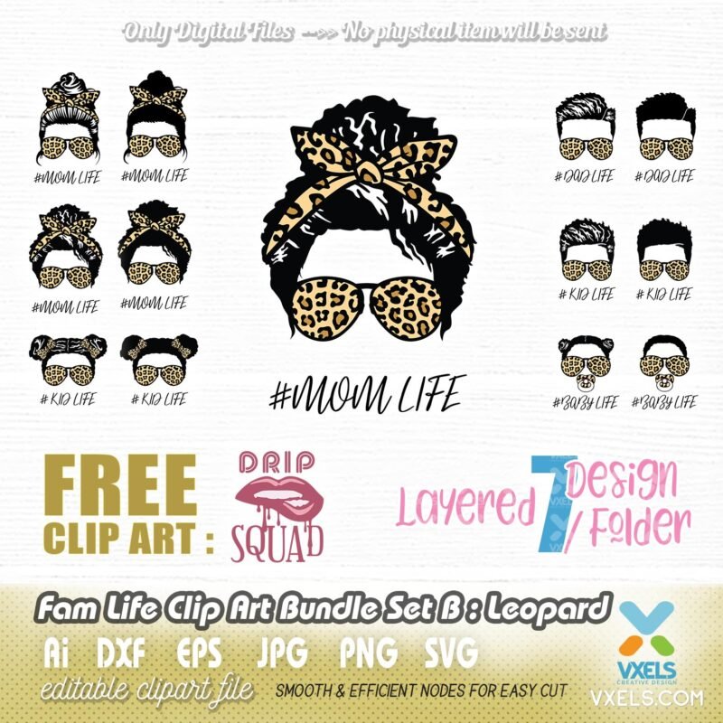 Fam life Svg Bundle Bun Hair Mom Life svg | Dad Kid Life svg | Baby PNG ...