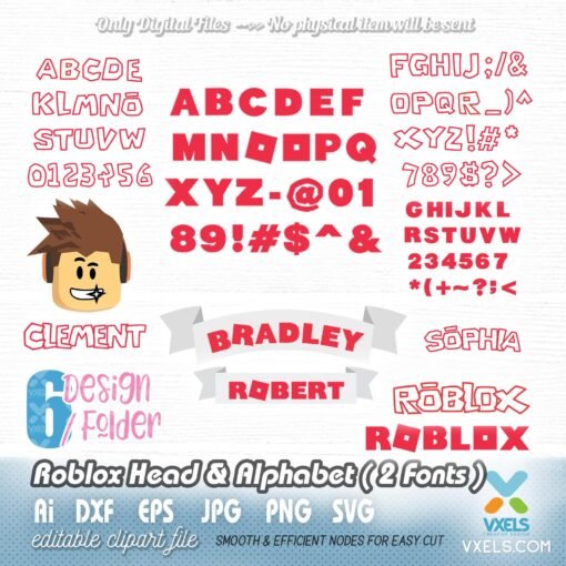 Roblox Head with Alphabet Image Fonts Roblox Birthday Template