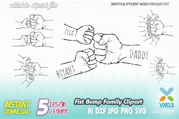 Fist bump SVG Personalized Family cut file, baby, toddler kids hand ...